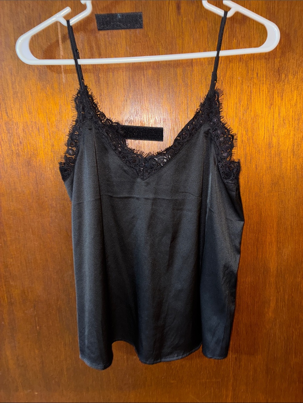 Dividend Black Lace-Trim Satin Camisole